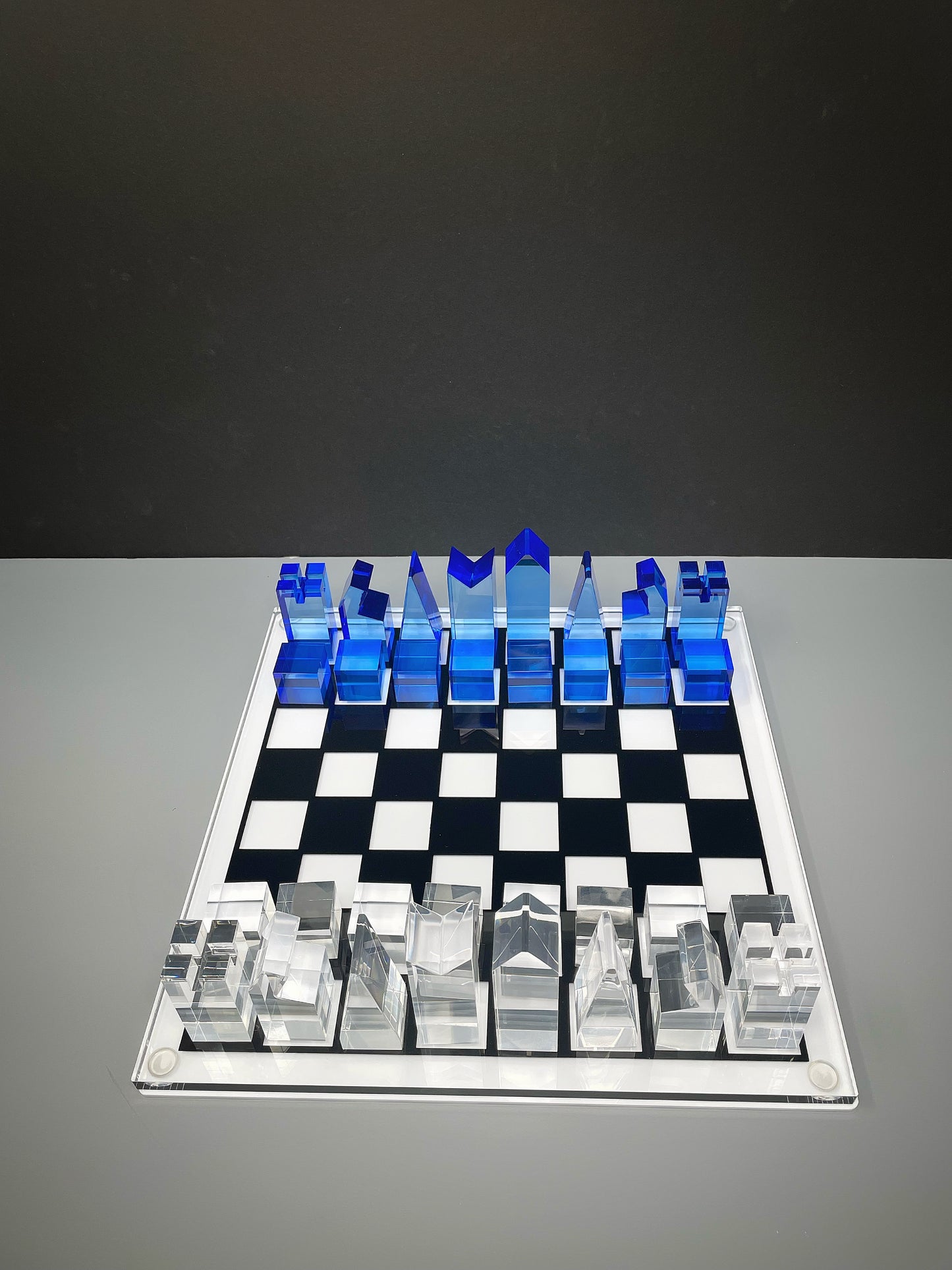 Luxury acrylic chess set, sophisticated stylish design, multiple colors available