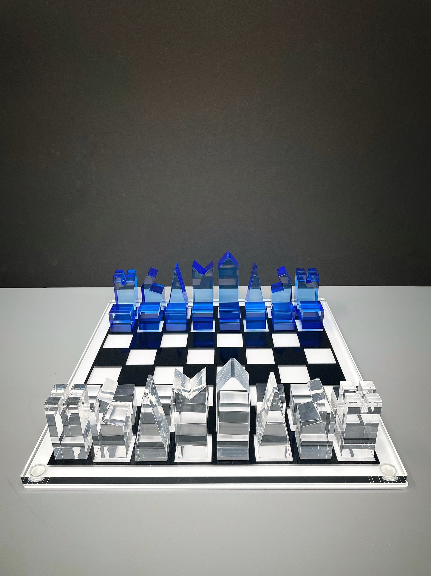 Luxury acrylic chess set, sophisticated stylish design, multiple colors available