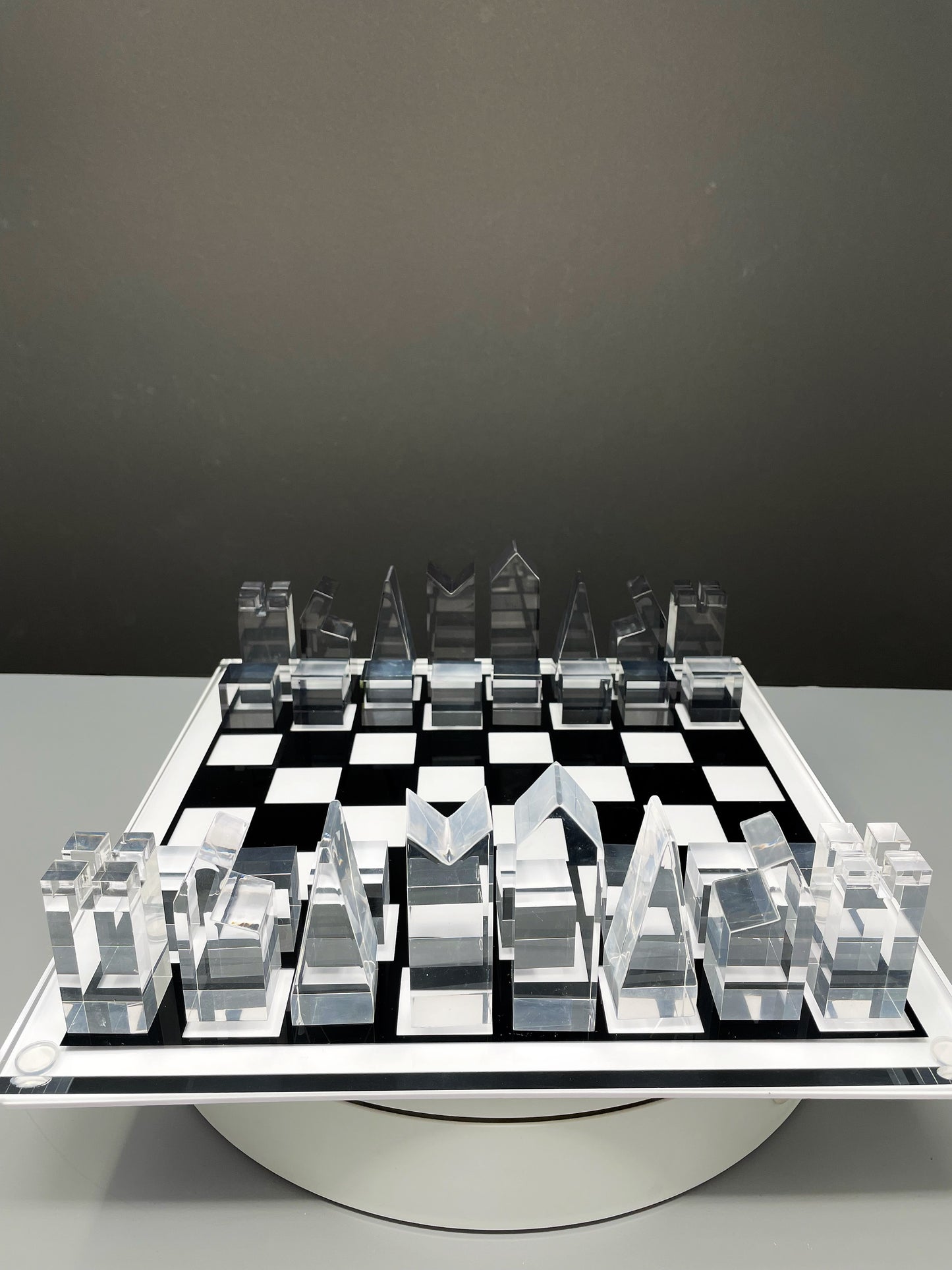 Luxury acrylic chess set, sophisticated stylish design, multiple colors available