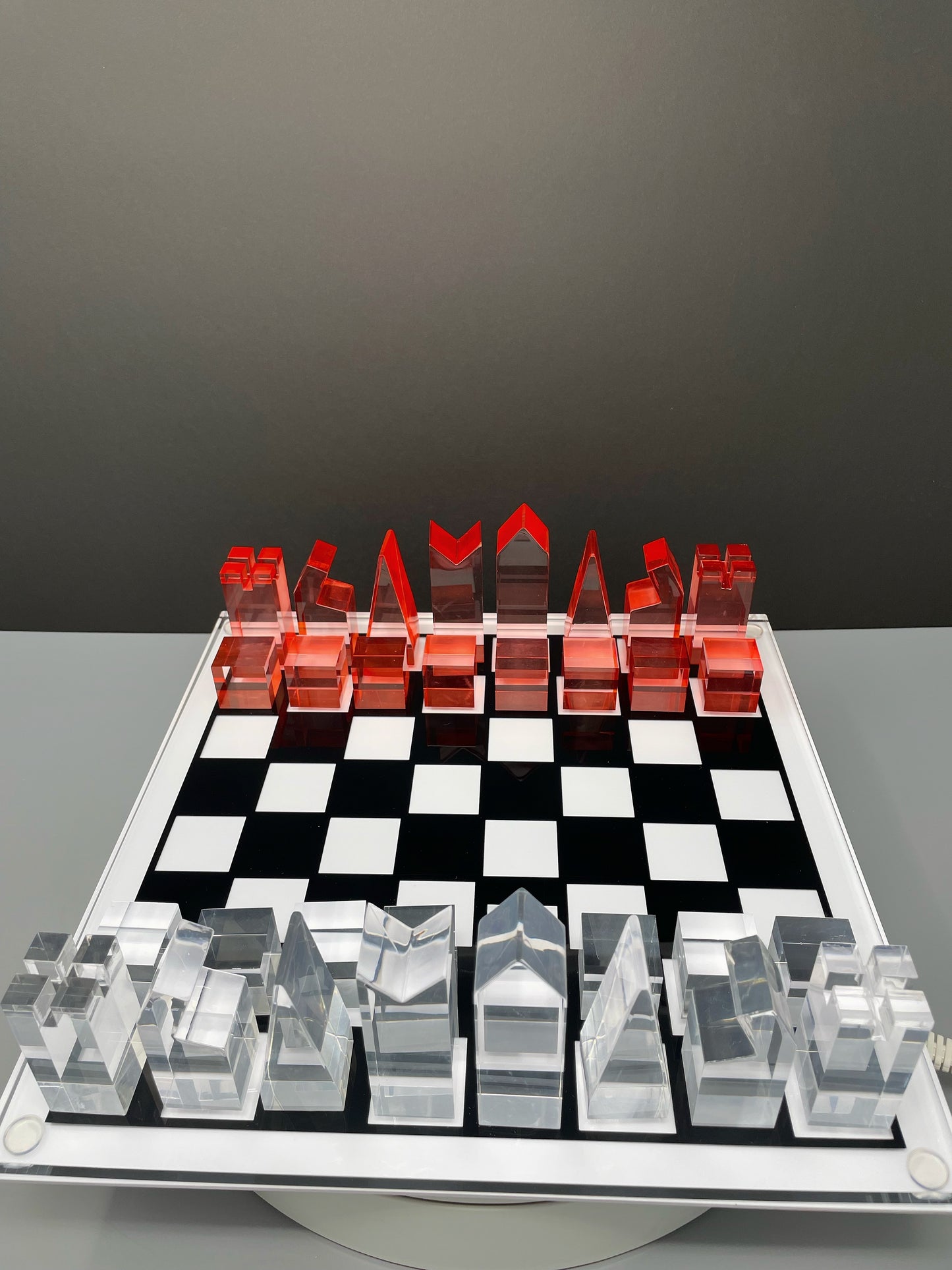 Luxury acrylic chess set, sophisticated stylish design, multiple colors available