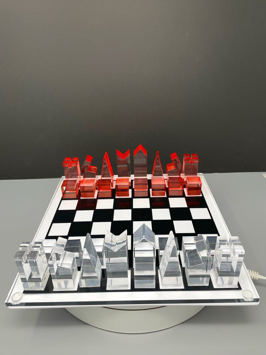 Luxury acrylic chess set, sophisticated stylish design, multiple colors available